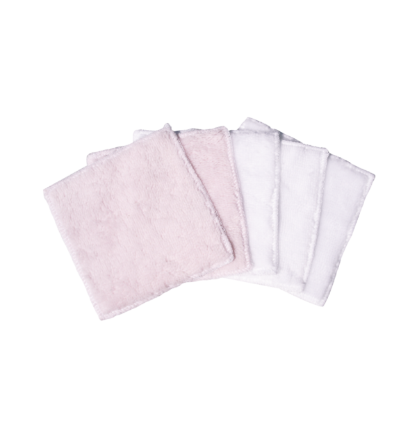 multiple white and pink wipes