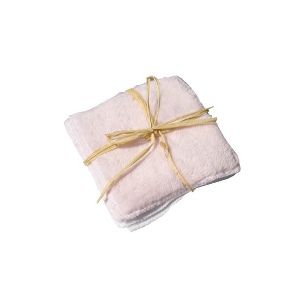 multiple white and pink wipes with raffia bow